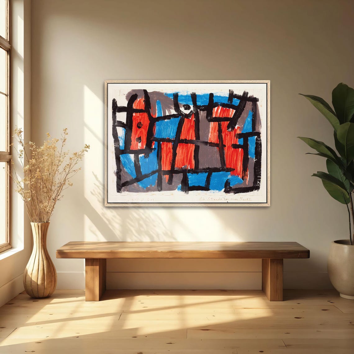 Paul Klee Large Framed Print Abstract Geometric Painting With Red And Blue Geometric Fine Art Print Abstract Artwork - Image 4
