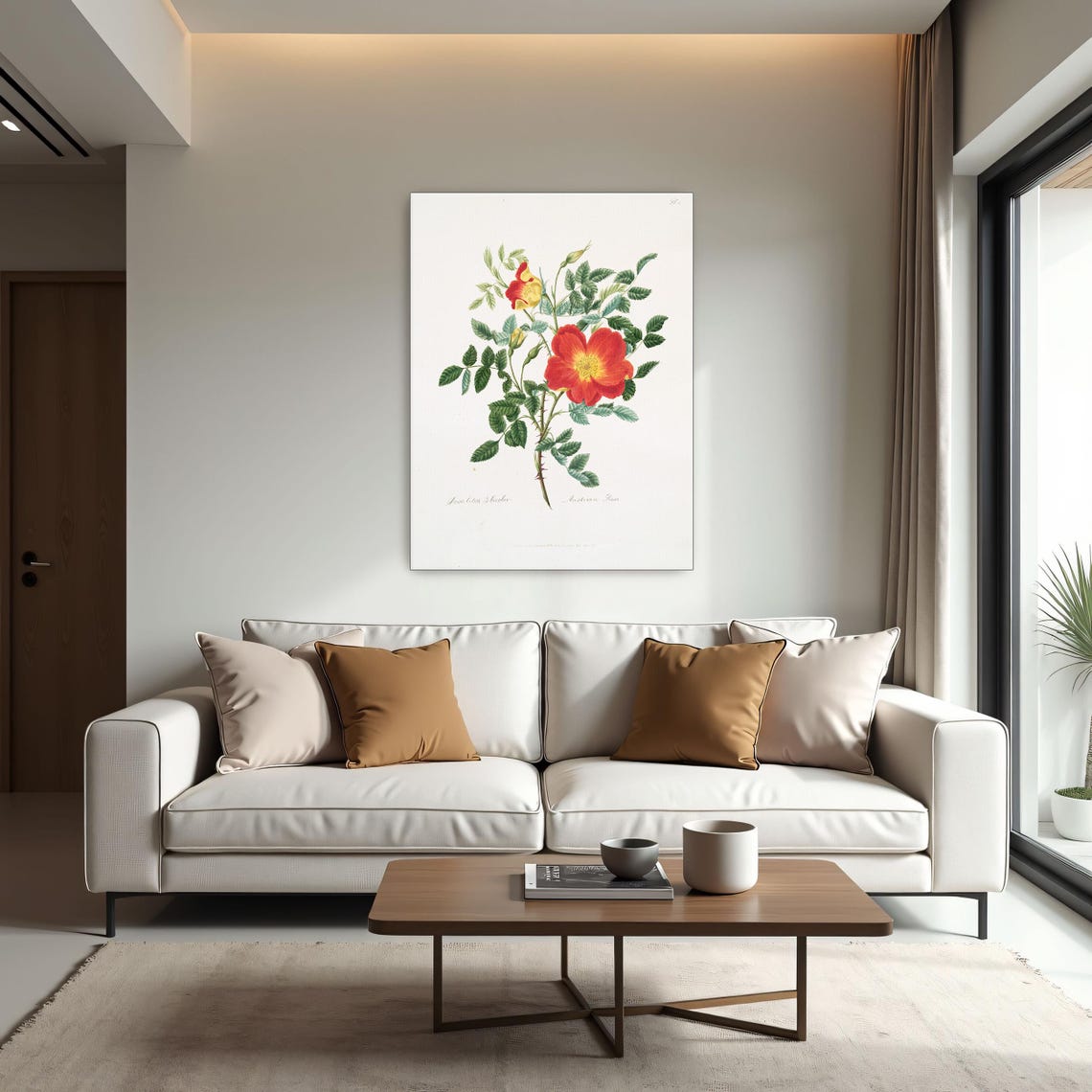Austrian Rose Red Bloom Vintage Botanical Illustration Art Poster - Image 2