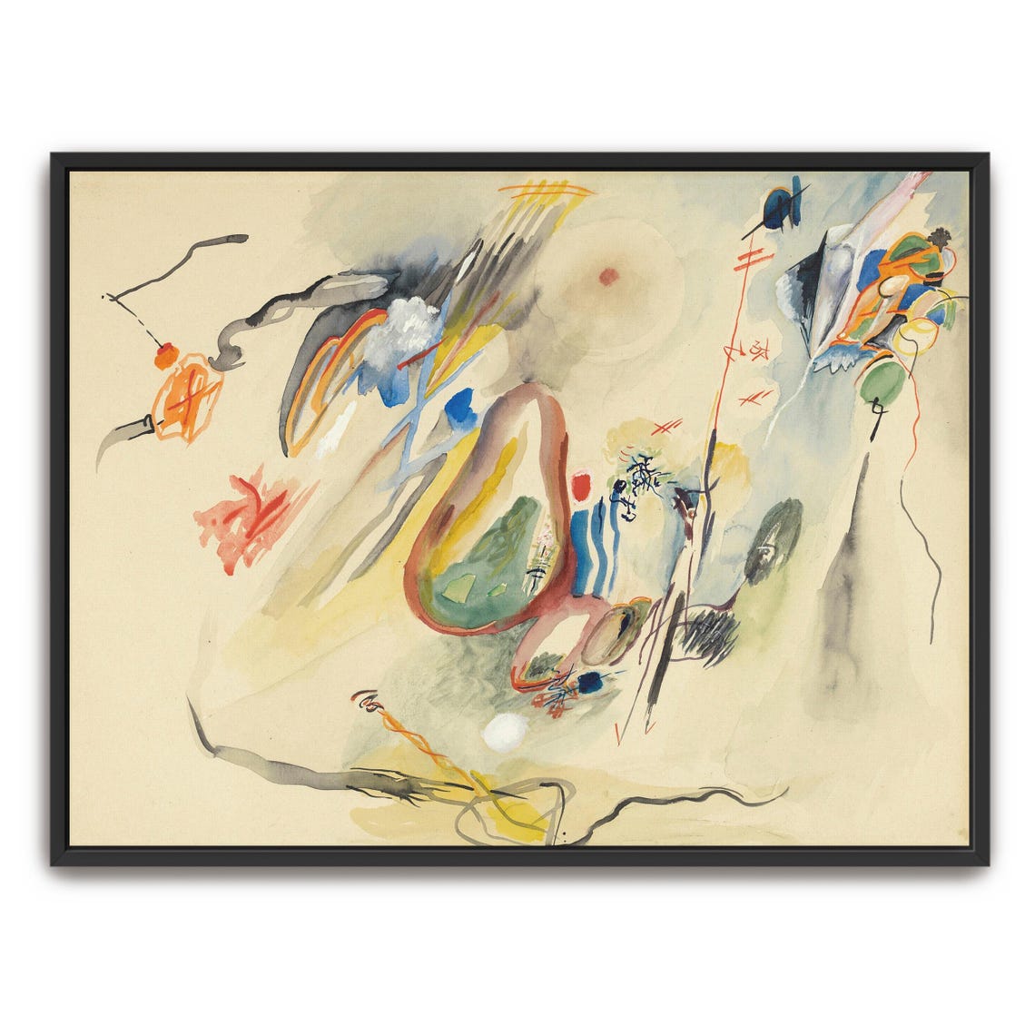 Light Abstract Watercolor With Floating Colorful Shapes Poster