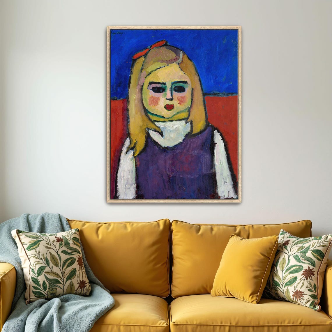 Young Girl with Red Bow Expressionist Portrait Painting Poster - Image 4