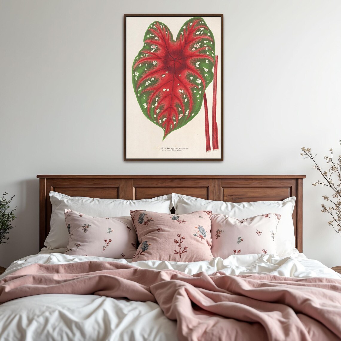 Red And Green Caladium Leaf Botanical Illustration Vintage Art Poster - Image 5