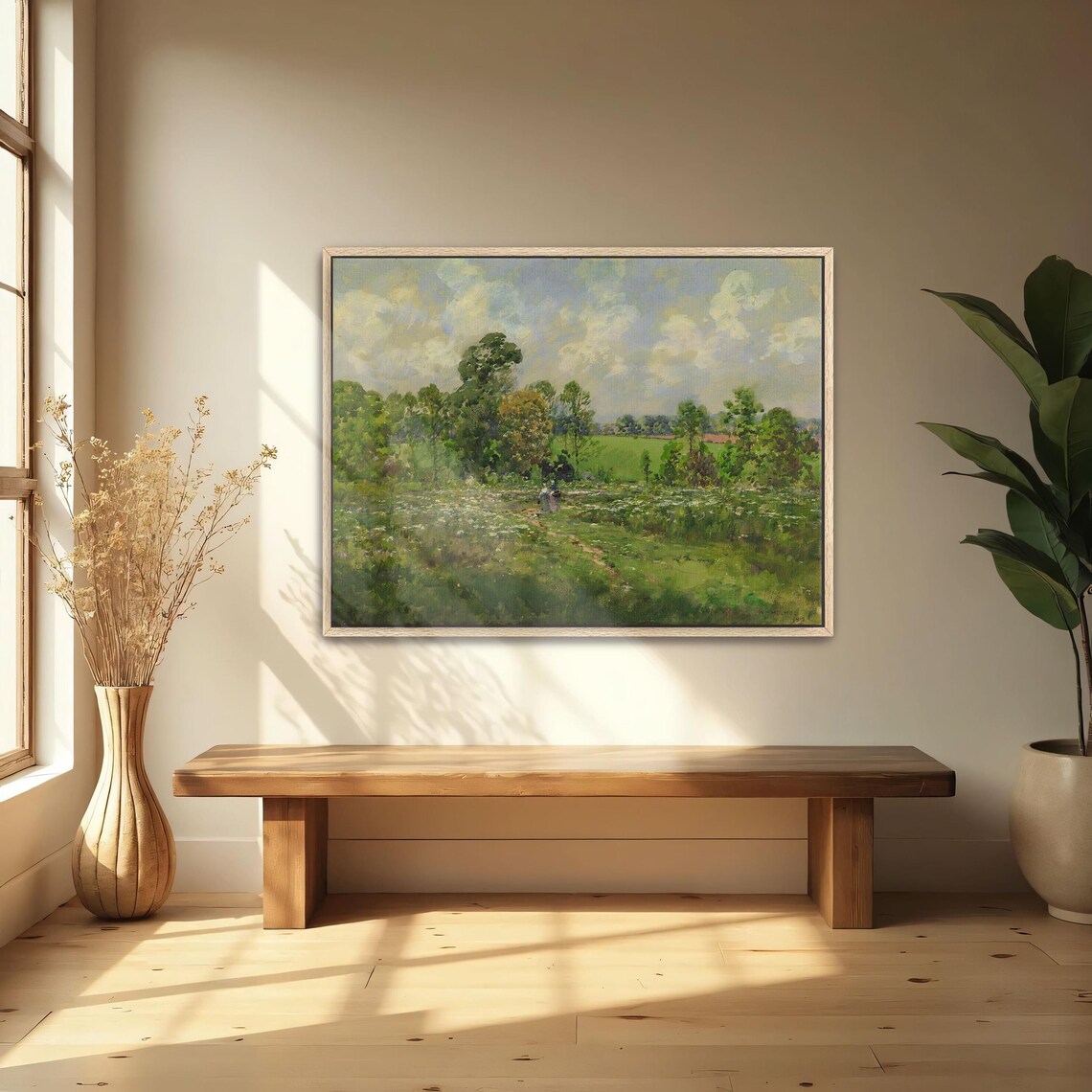 Summer Meadow Walk With White Wildflowers Impressionist Landscape Poster - Image 4