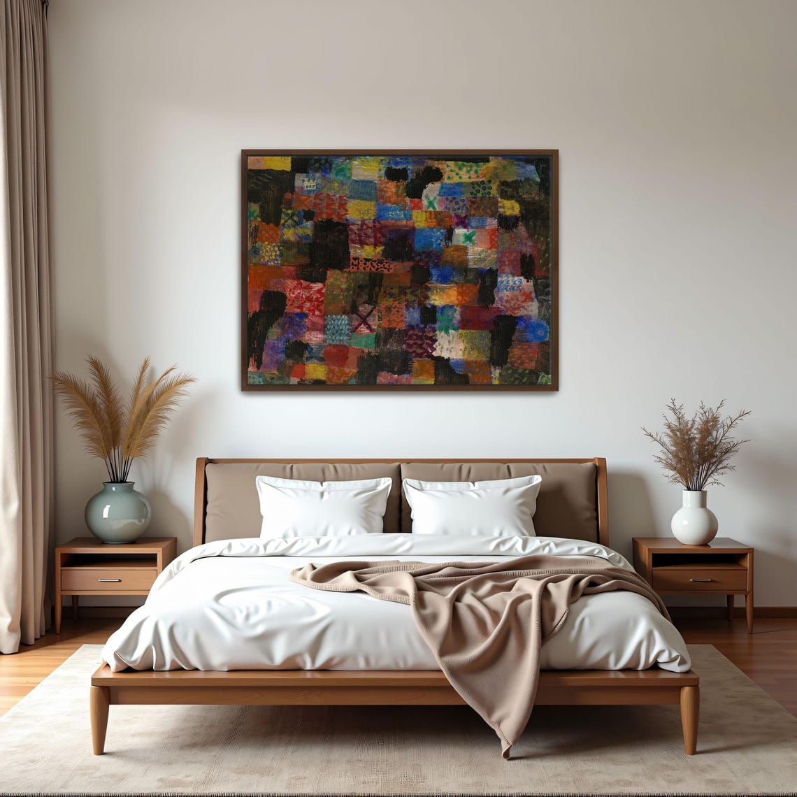 Paul Klee Framed Wall Art Abstract Patchwork Of Colors Geometric Wall Art Black And Red Living Room Decor Abstract Art - Image 5
