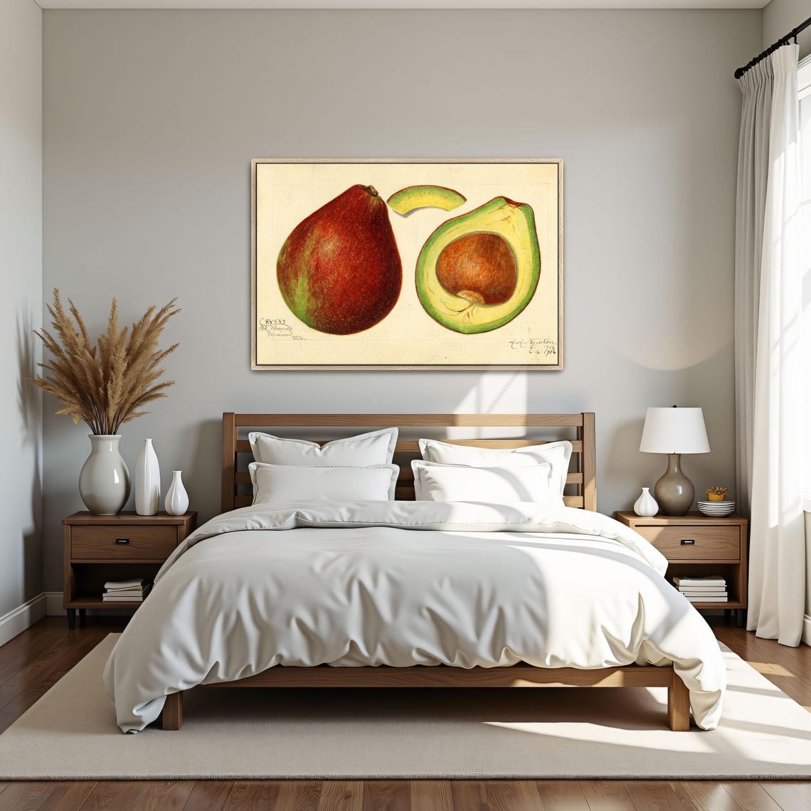 Vintage Botanical Avocado Whole and Half Illustration Art Poster - Image 5