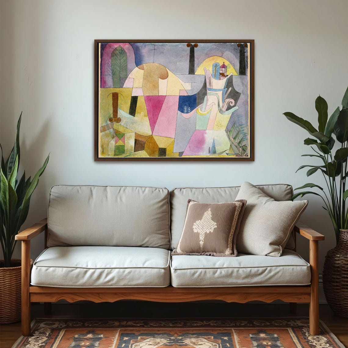 Paul Klee Framed Print Abstract Landscape With Black Columns Geometric Fine Art Print Blue And Pink Bedroom Decor Abstract Art - Image 5