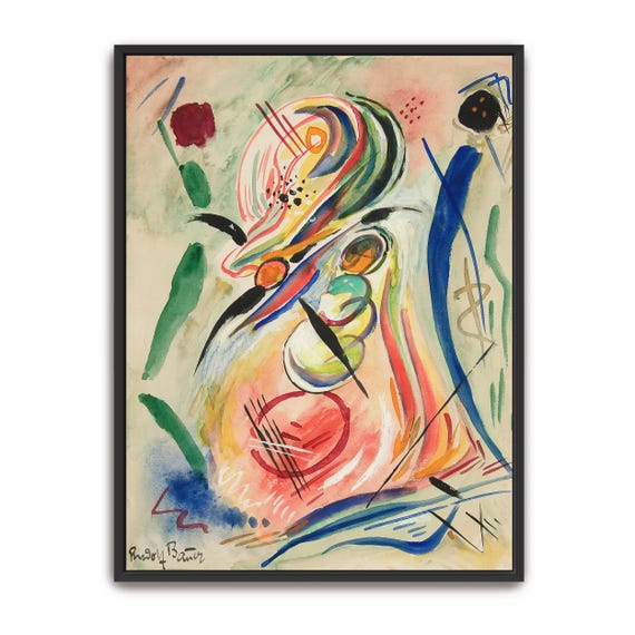 Framed Print Of Abstract Watercolor Painting With Geometric Shapes Geometric Fine Art Print Red And White Living Room Art Print