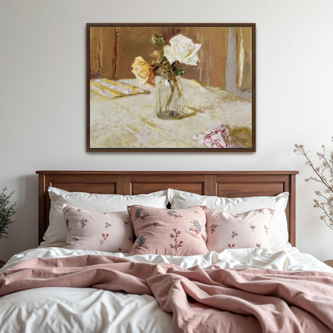 White and Yellow Roses in Glass Jar Still Life Fine Art Poster - Image 6