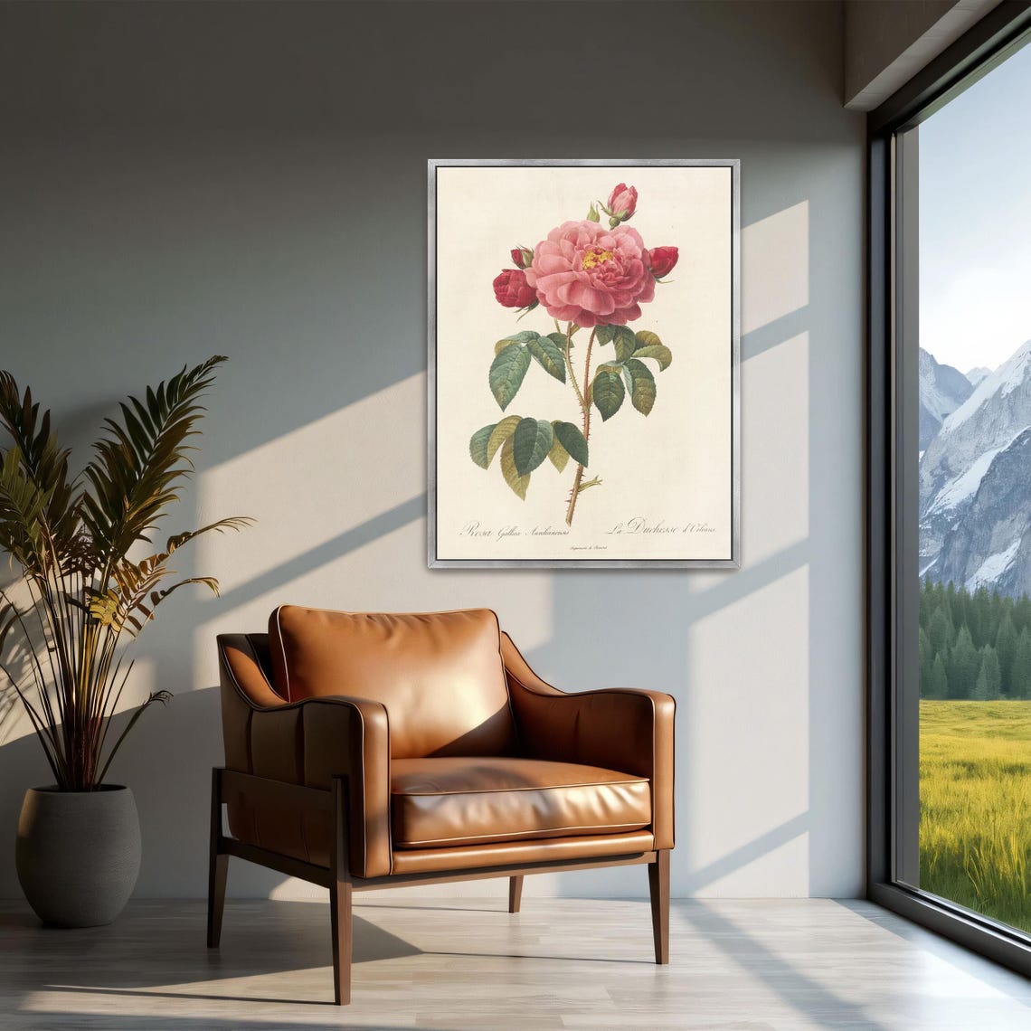 Vintage Pink Rose Botanical Illustration Classic Flower Art Poster