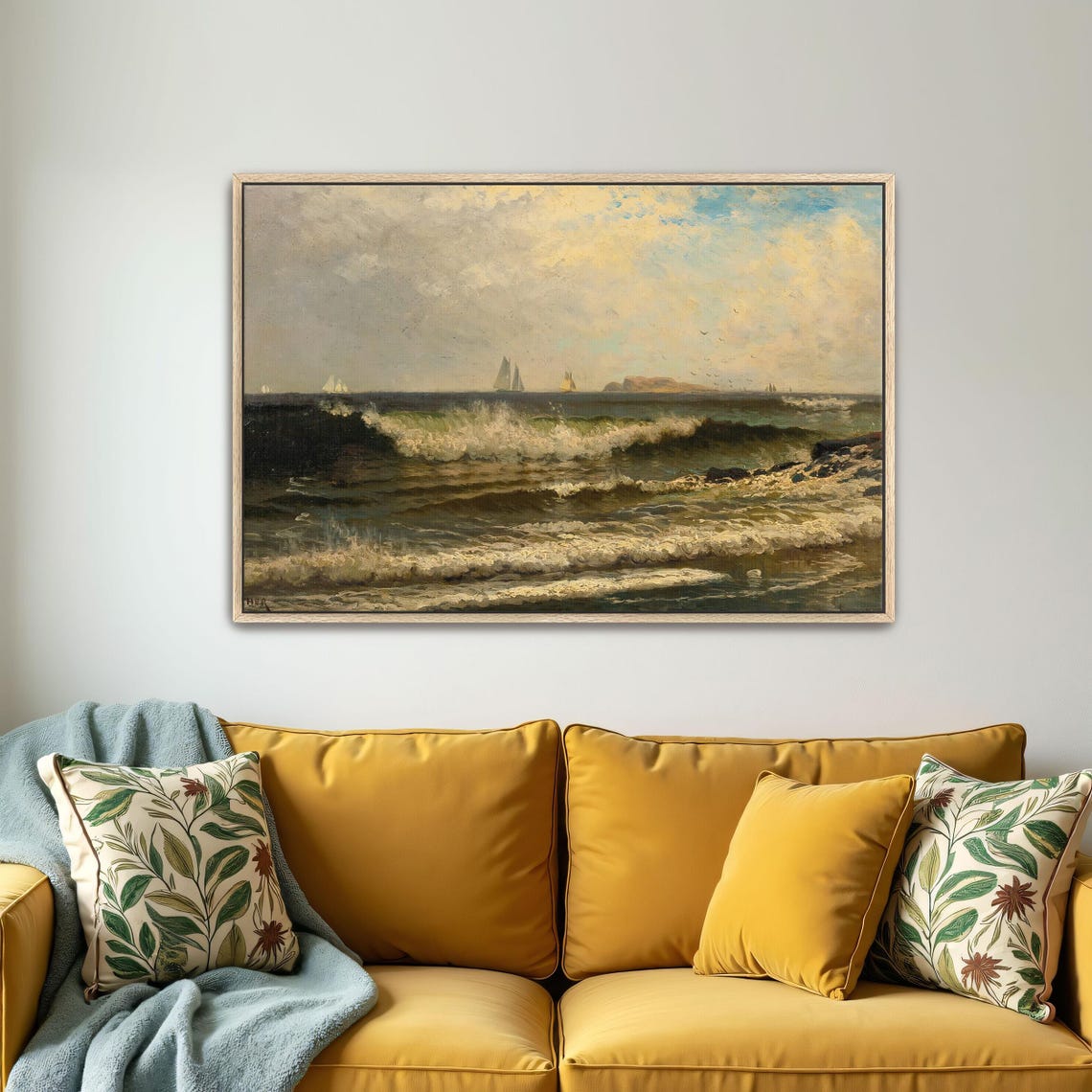 Sailboats on a Choppy Sea Dramatic White Wave Seascape Poster - Image 5