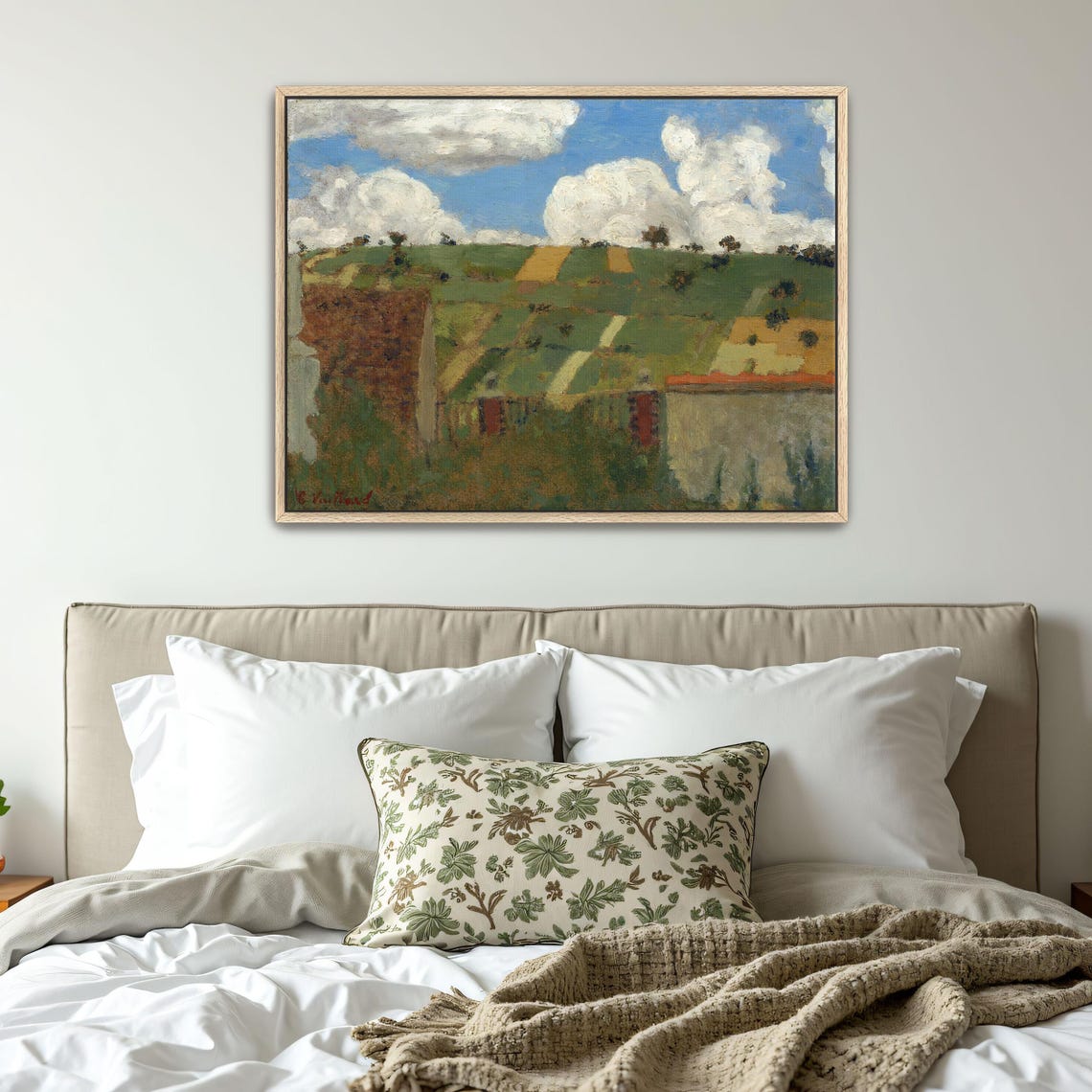 Framed Print Of Rural Landscape With Clouds And Fields Landscape Print Green And Brown Living Room Art Print Boho Art - Image 5