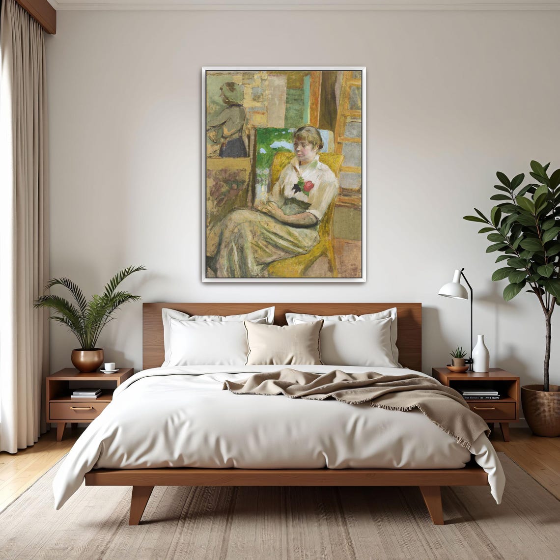 Woman in a Chair with a Rose Relaxed Interior Portrait Poster - Image 3