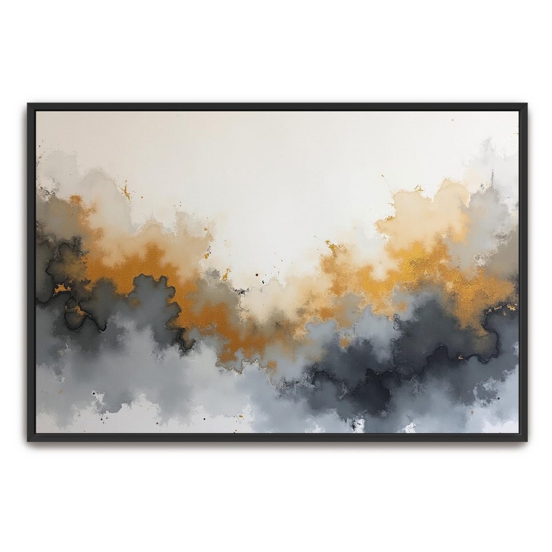 Explosive Gold And Charcoal Ink Burst Watercolor Abstract Poster