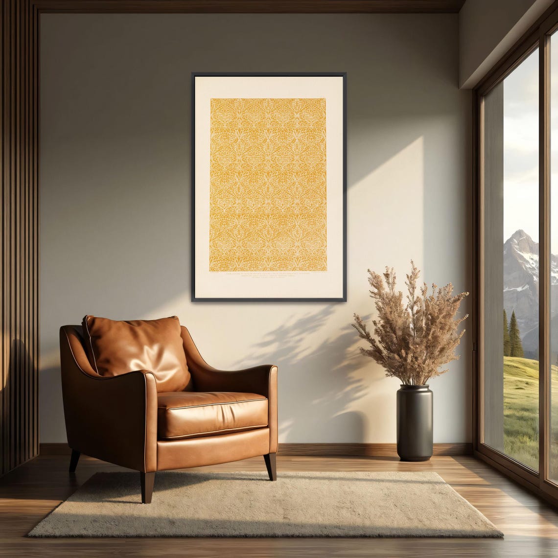 Gold Filigree Floral Pattern Ornamental Vintage Wallpaper Poster - Image 3