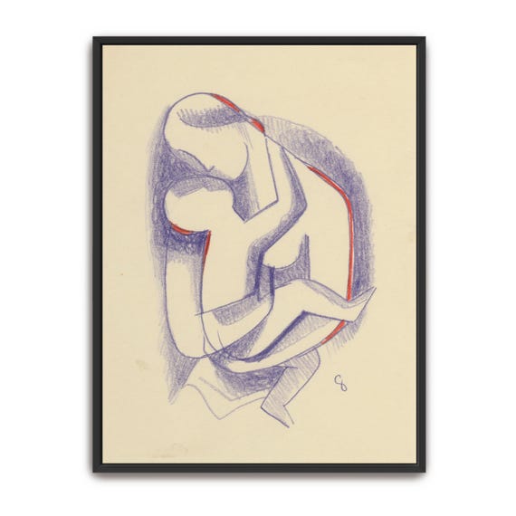 Framed Wall Art Of Mother And Child Drawing Geometric Wall Art Purple And White Entryway Art Print Red And Gray Geometric Print