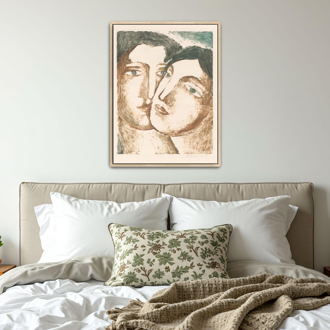 Modernist Portrait Of Two Lovers Locked In A Close Embrace Poster - Image 4