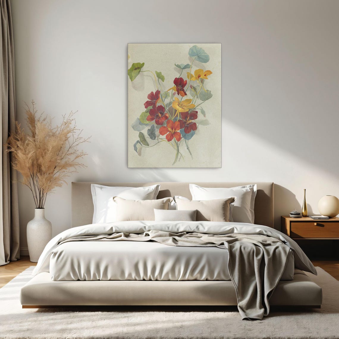 Red and Yellow Nasturtiums Vintage Botanical Flower Bouquet Poster - Image 2
