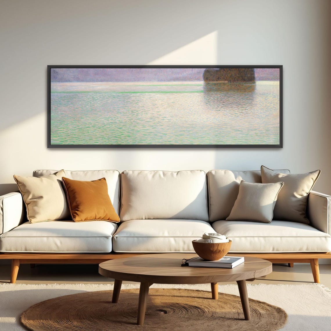Water Reflection Misty Morning Calm Lake Peaceful Landscape Panoramic Wall Art Horizontal Framed Art Above Bed Wall Art Bedroom And - Image 4
