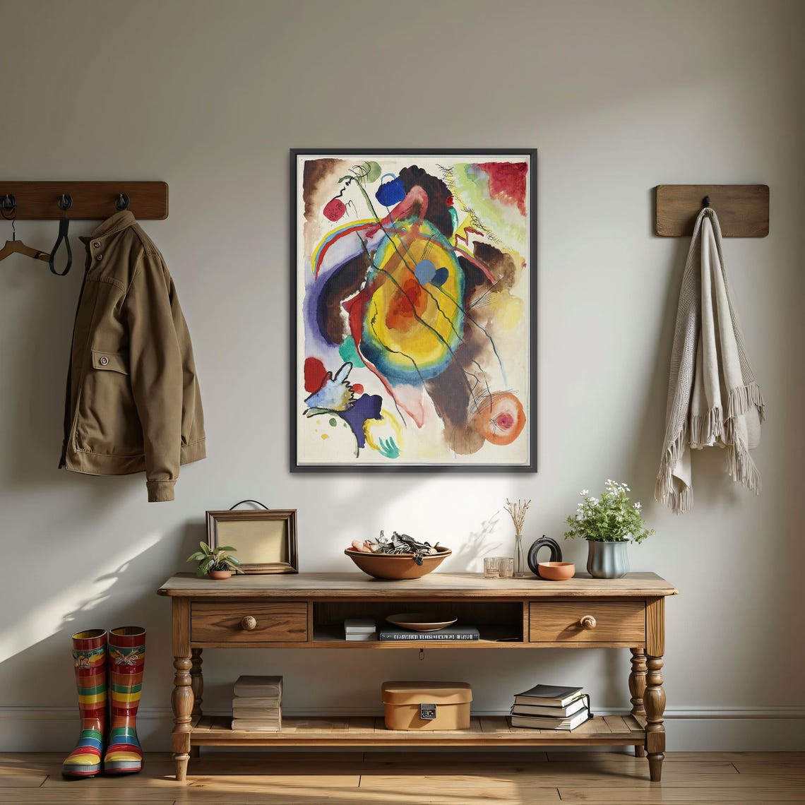 Bold Abstract Watercolor Swirls in Red Yellow Blue Art Poster - Image 4
