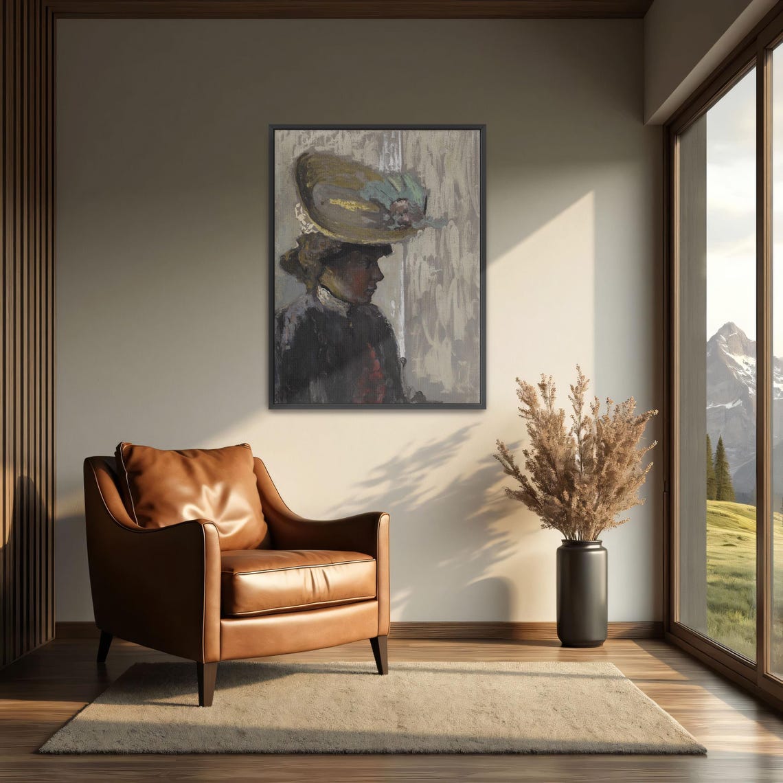 Woman In Large Hat Profile View Impressionist Portrait Art Poster