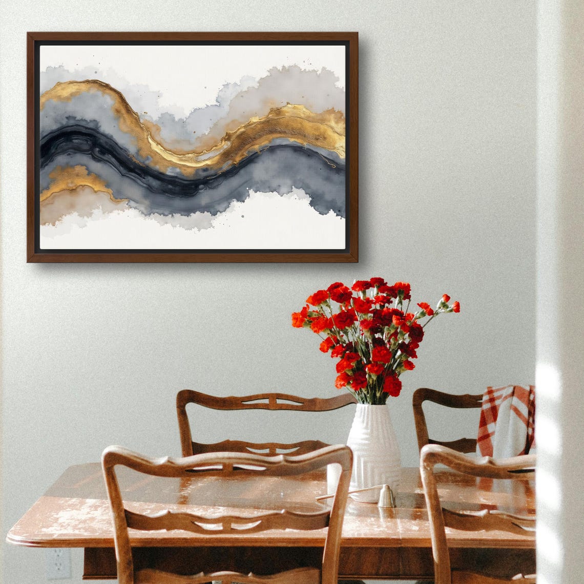 Gold Crested Indigo Hills Rolling Across A Pale Grey Sky Poster - Image 3