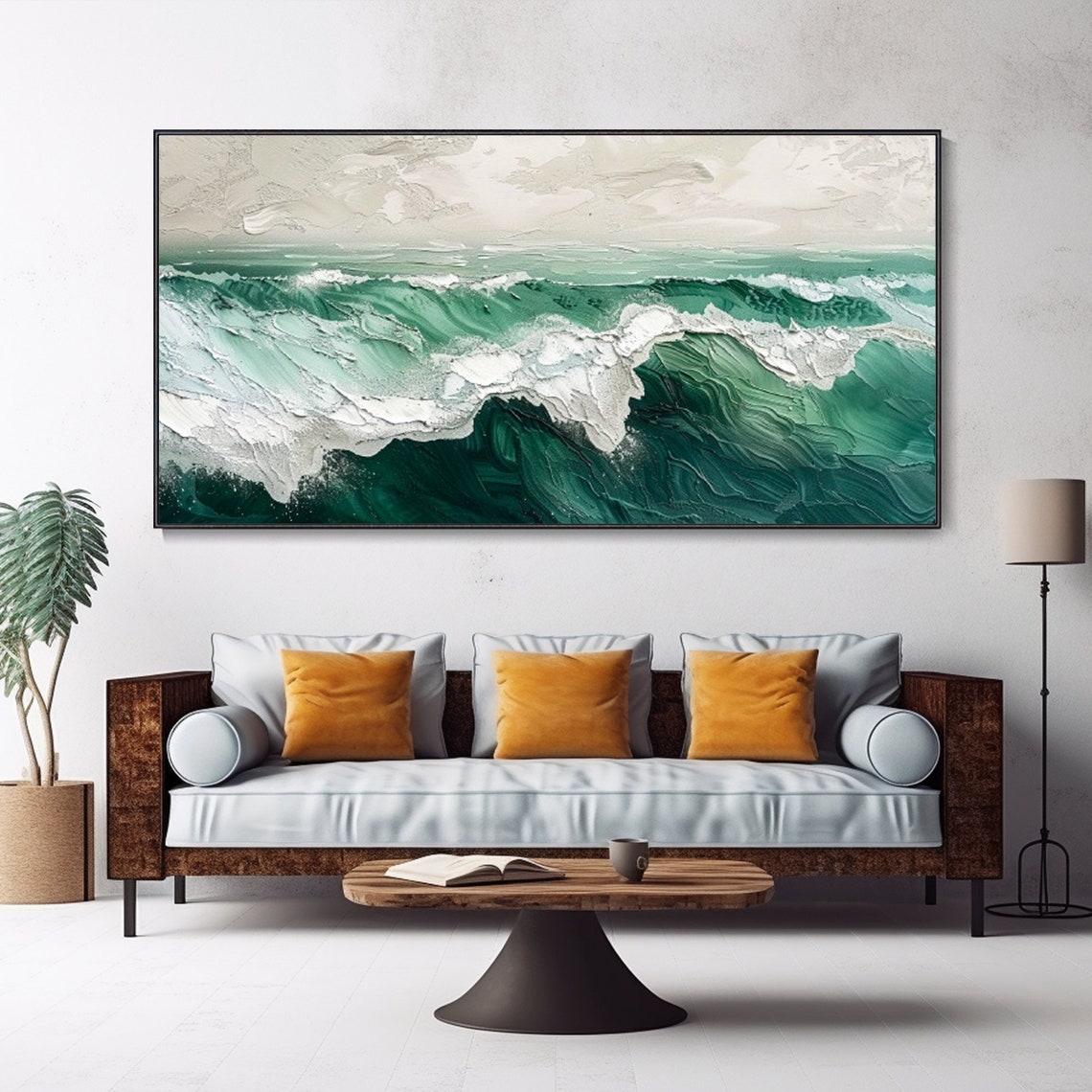 Emerald Green Ocean Wave White Foam Surf Texture Seascape Art Poster - Image 5