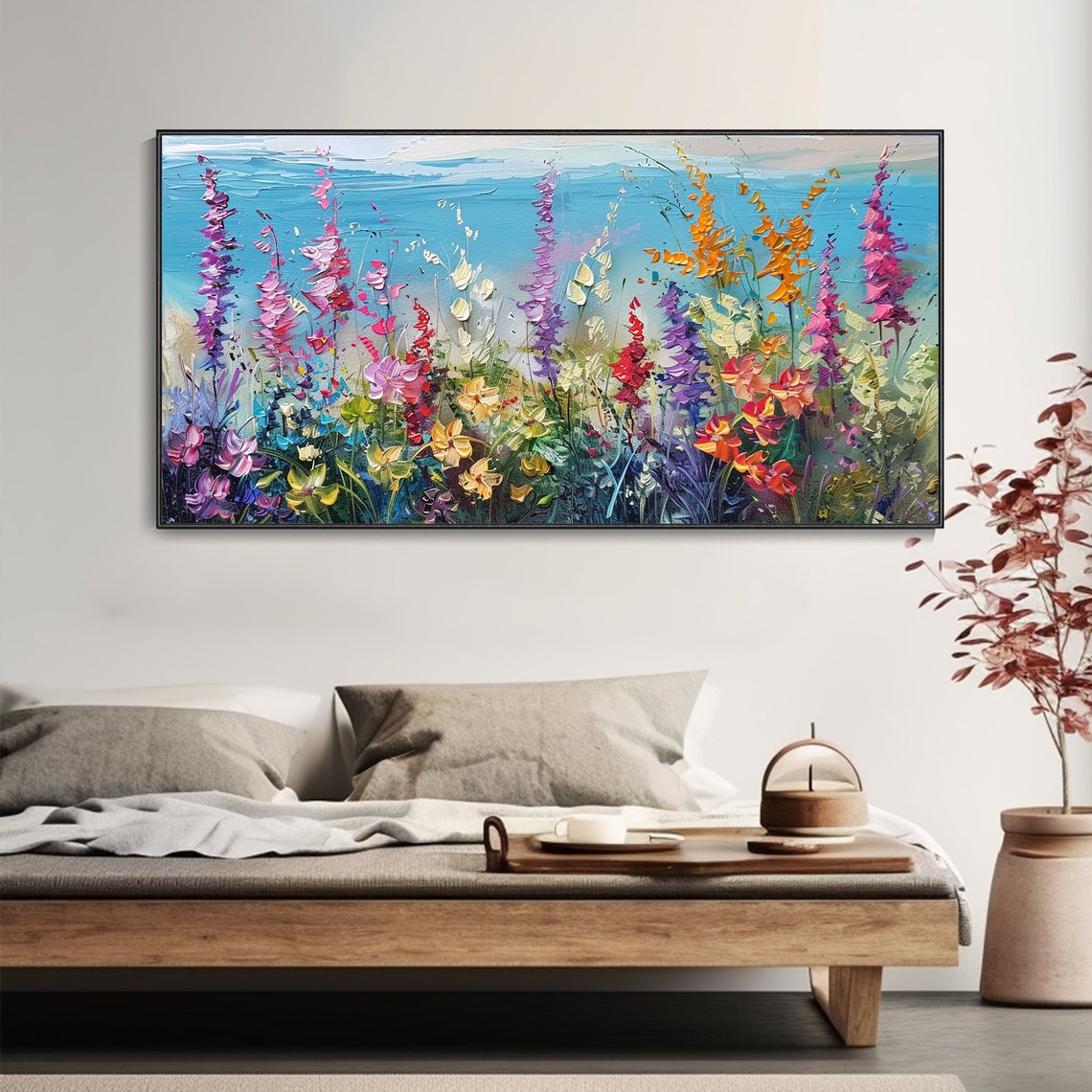 Lavender Wildflower Field Purple Blooms Blue Sky Meadow Art Poster - Image 2