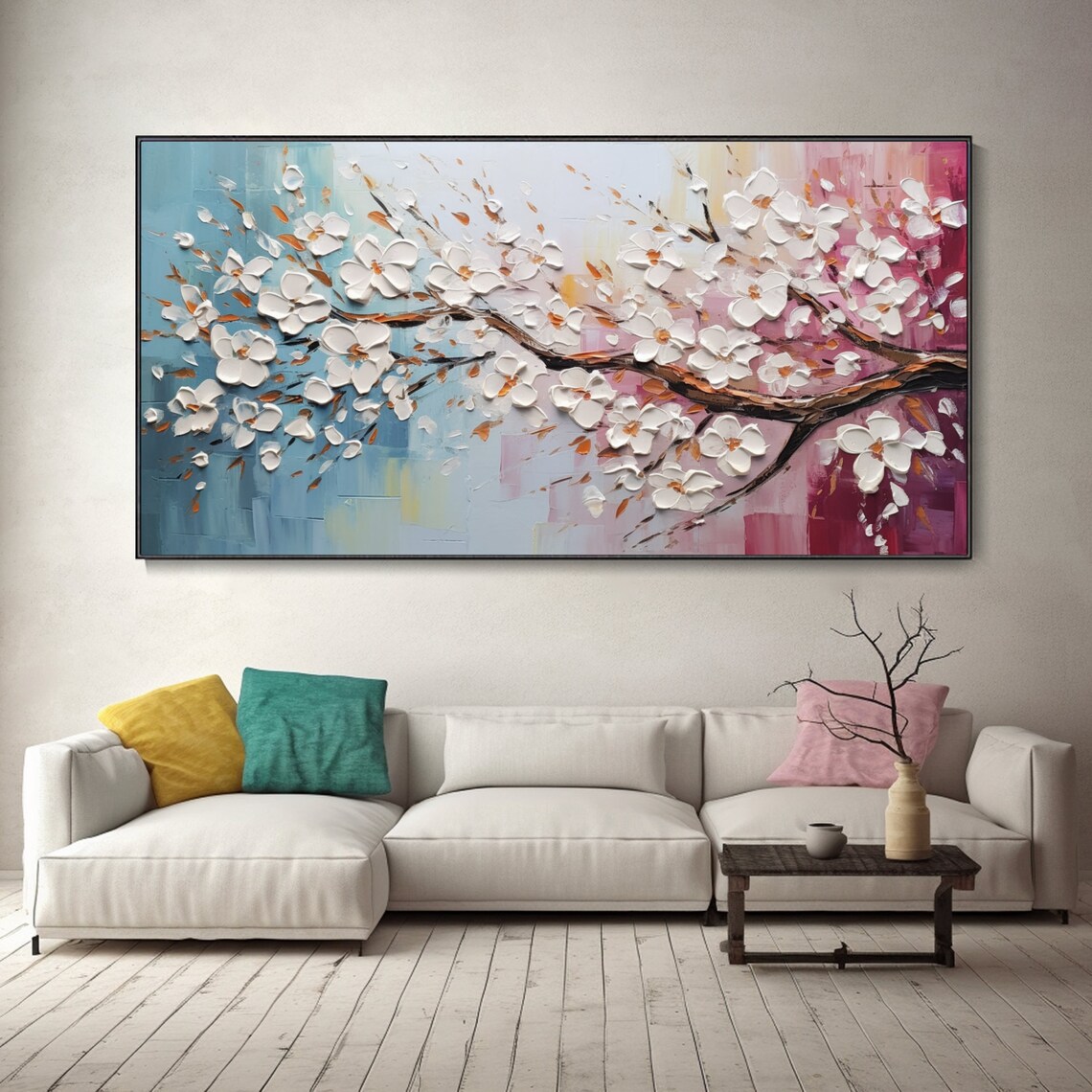Cherry Blossom Tree Oil Painting, Boho Spring Art Print - Image 2