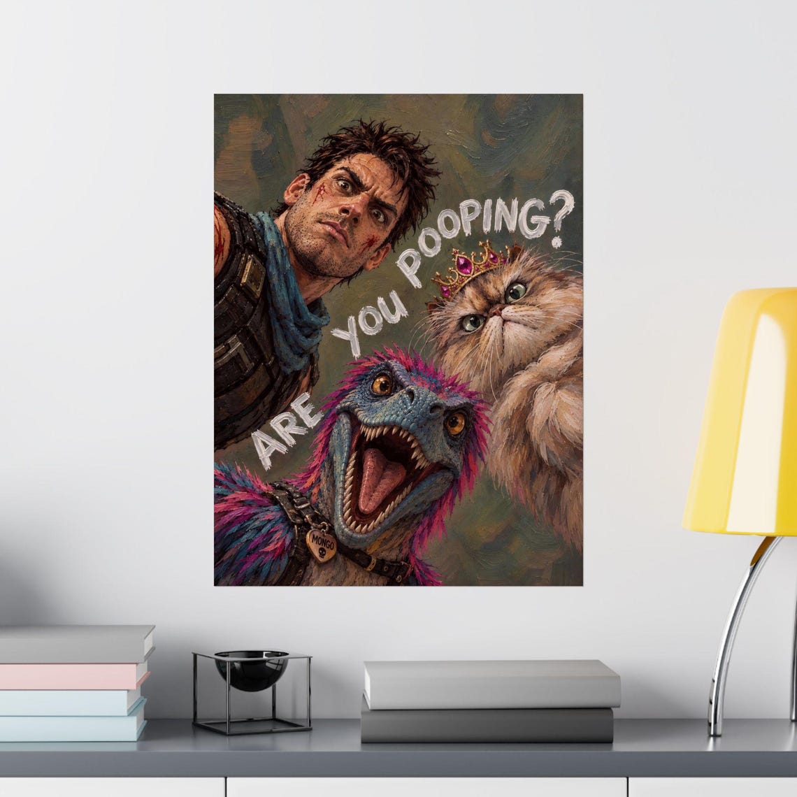 Funny Dungeon Crawler Carl Matte Vertical Poster Are You Pooping Toilet Bathroom Print Book Lover Gift Donut And Mongo Wall Art - Image 2