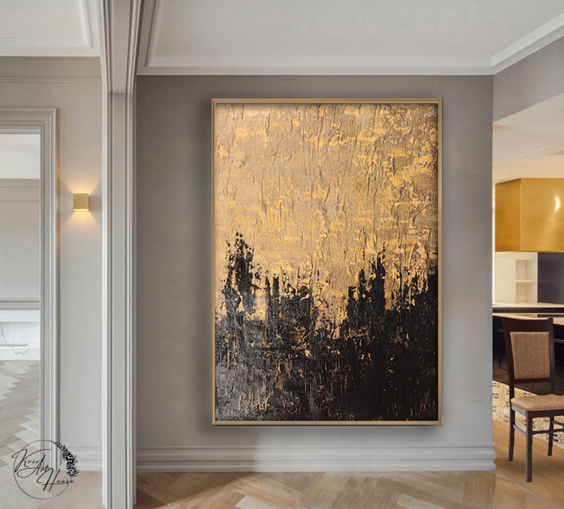 Gold Black Abstract Art, Modern Wall Art Print - Image 4