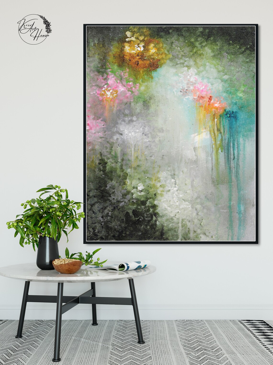 Oversized Abstract Acrylic Pour Art Print, Modern - Image 3