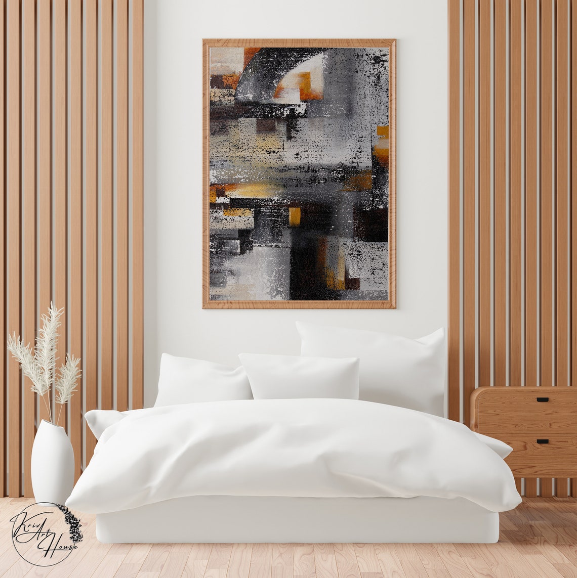Black Gold Arc Abstract Industrial Speckled Texture Art Poster - Image 3