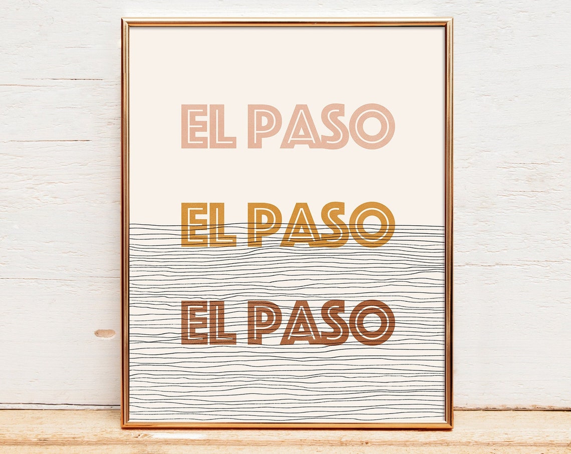 El Paso Texas Triple Typography Retro Boho Word Art City Poster
