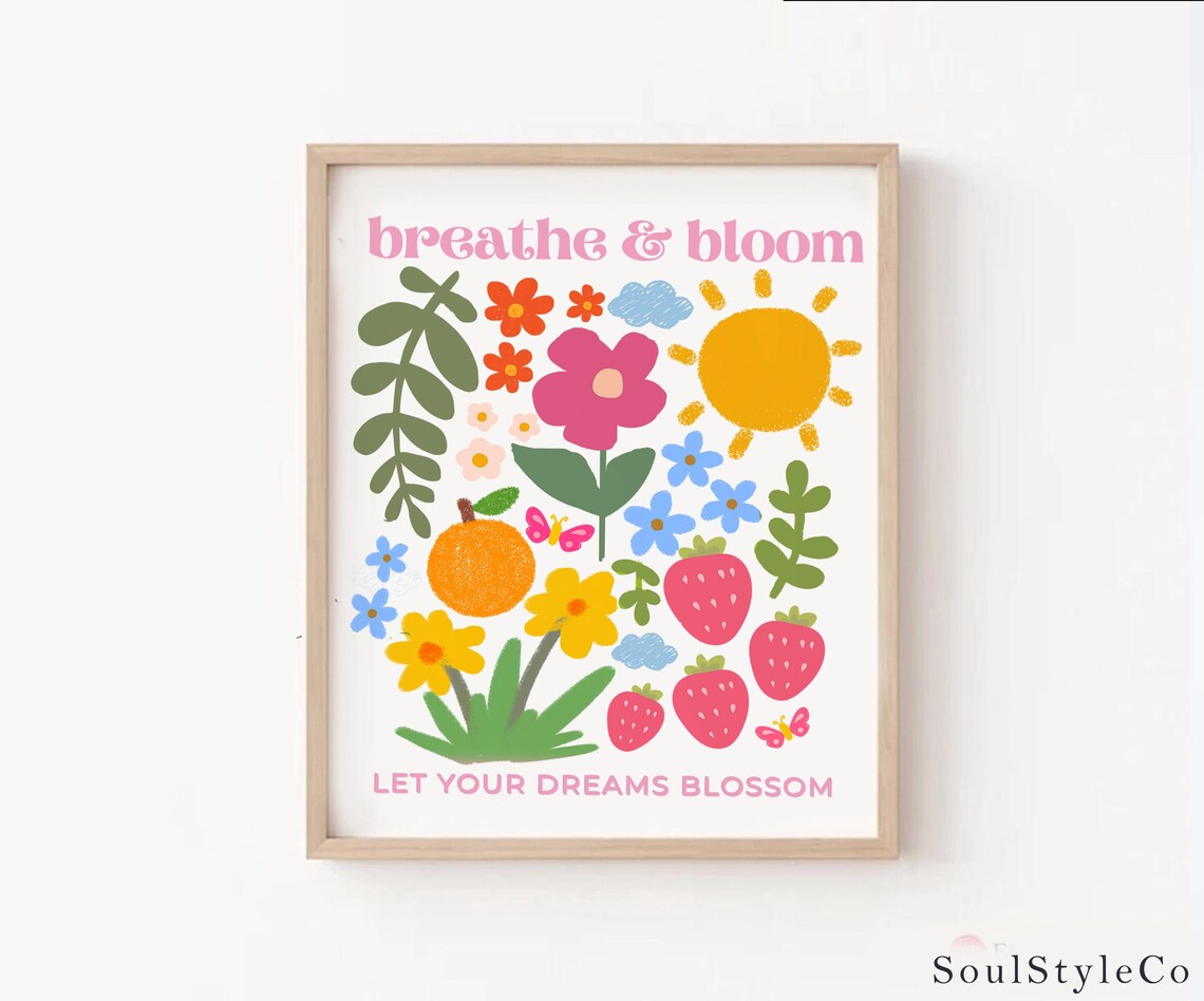Breathe Bloom Flower Market Yoga Decor Art Print - Image 3
