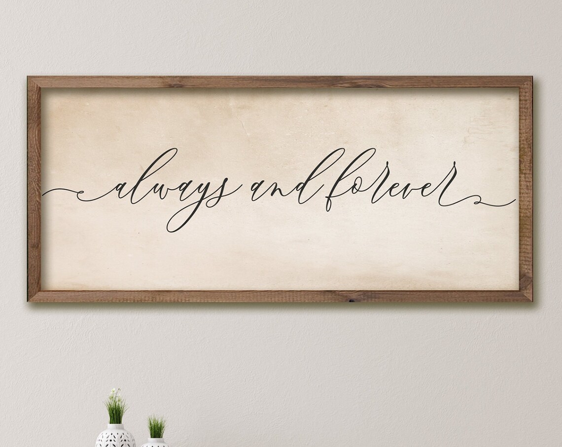 Always And Forever Script Calligraphy Cream Romantic Decor Sign Poster