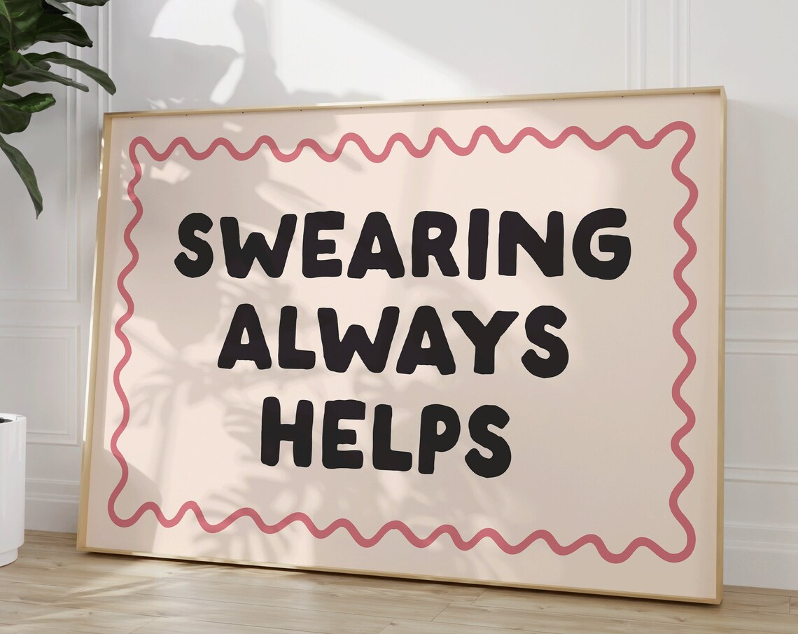 Swearing Always Helps, Pink Neutral Quote Art - Image 2