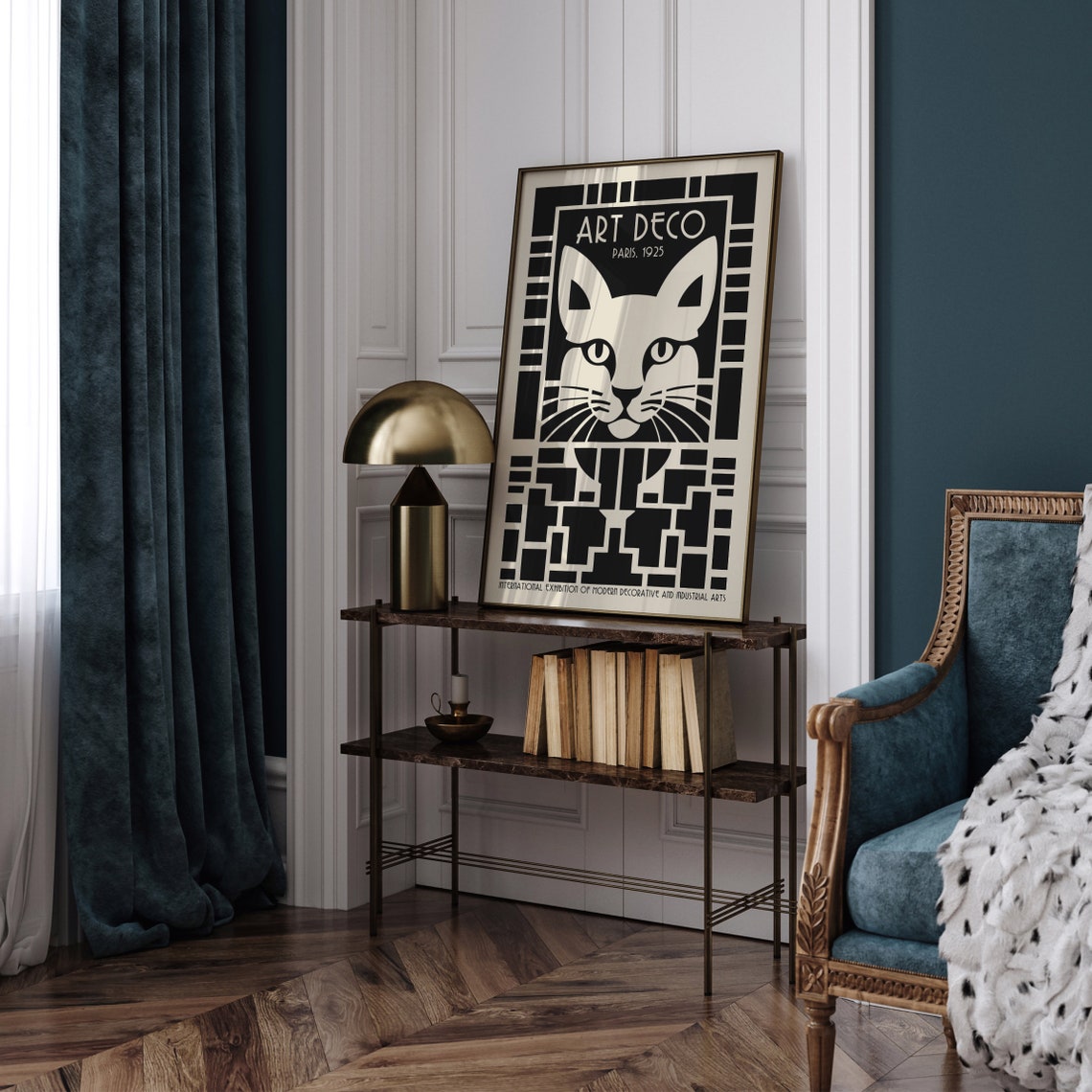 Art Deco Cat Face Paris 1925 International Exhibition Wall Art - Image 4