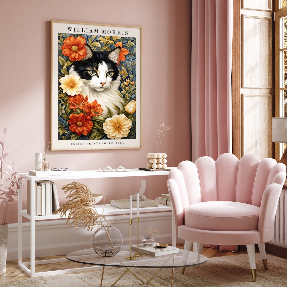 William Morris Feline Prints Collection Vintage Cat Floral Poster - Image 5