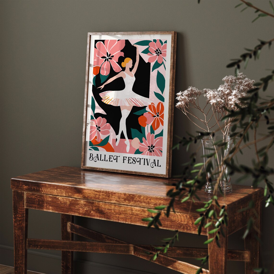 Ballet Festival White Tutu Floral Dance Ballerina Art Poster - Image 2