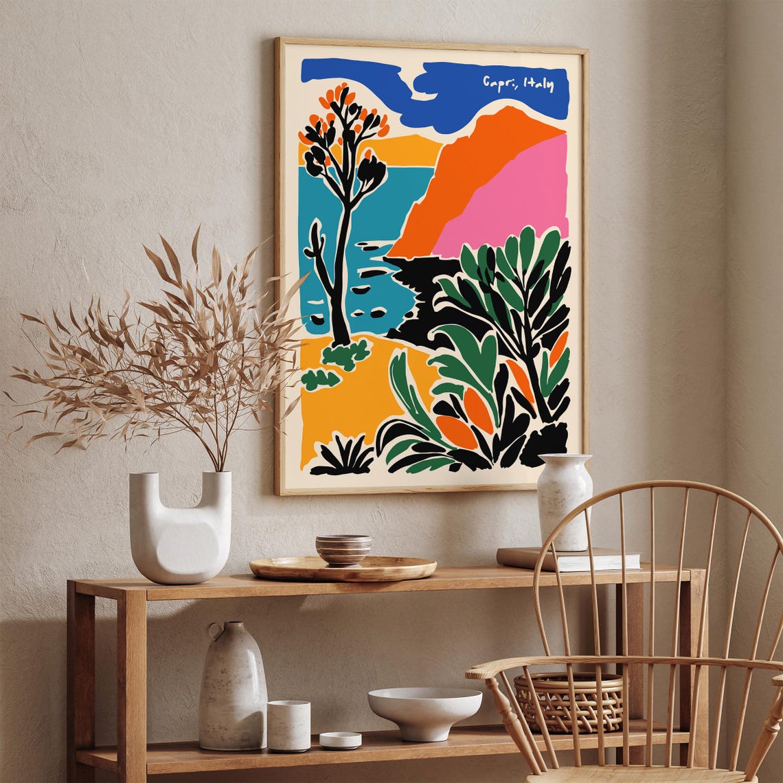 Capri Italy Colorful Coastal Cliffs Bold Abstract Travel Poster - Image 2