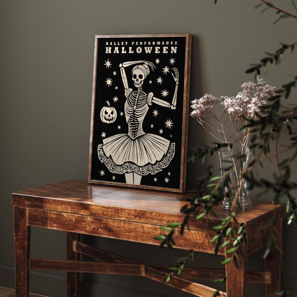 Vintage Halloween Ballet Performance Black Skeleton Dancer Poster - Image 2