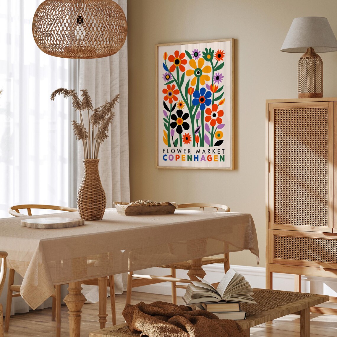 Flower Market Copenhagen Mid Century Modern Colorful Art Print - Image 4