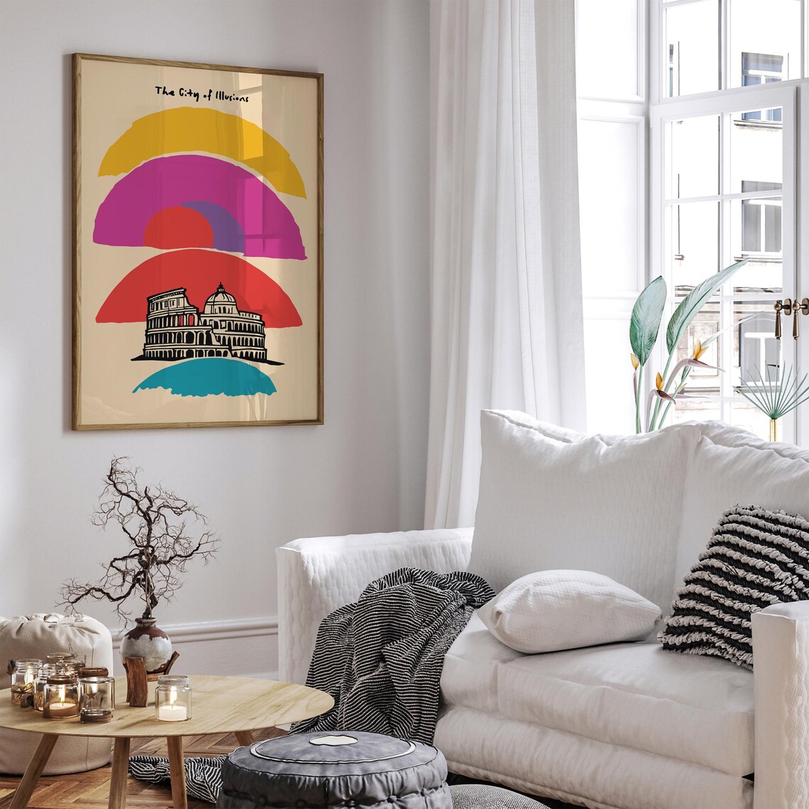 The City of Illusions Rome Colosseum Rainbow Sunset Travel Poster - Image 6