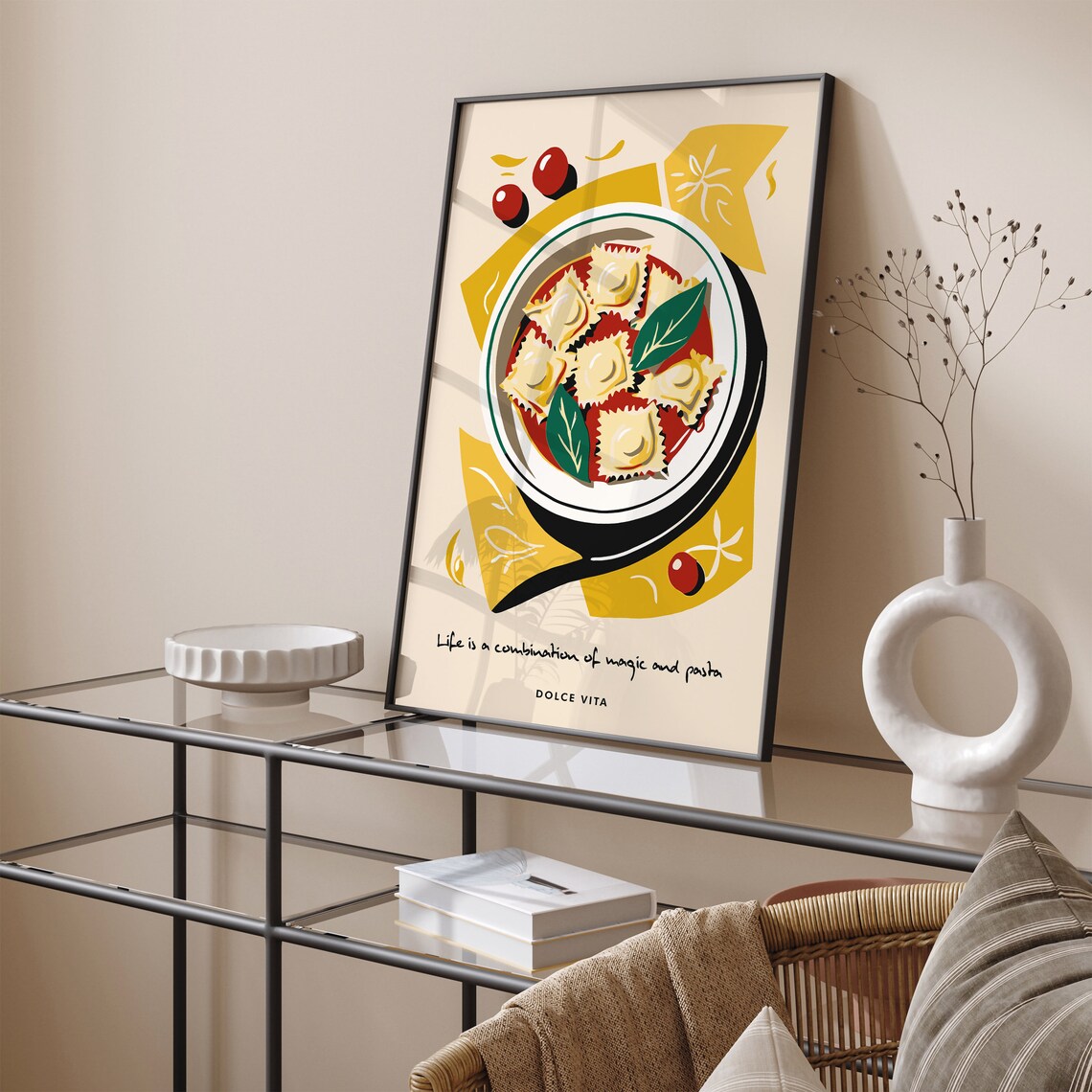 Ravioli Bowl Dolce Vita Life Is Magic and Pasta Italian Food Poster - Image 6