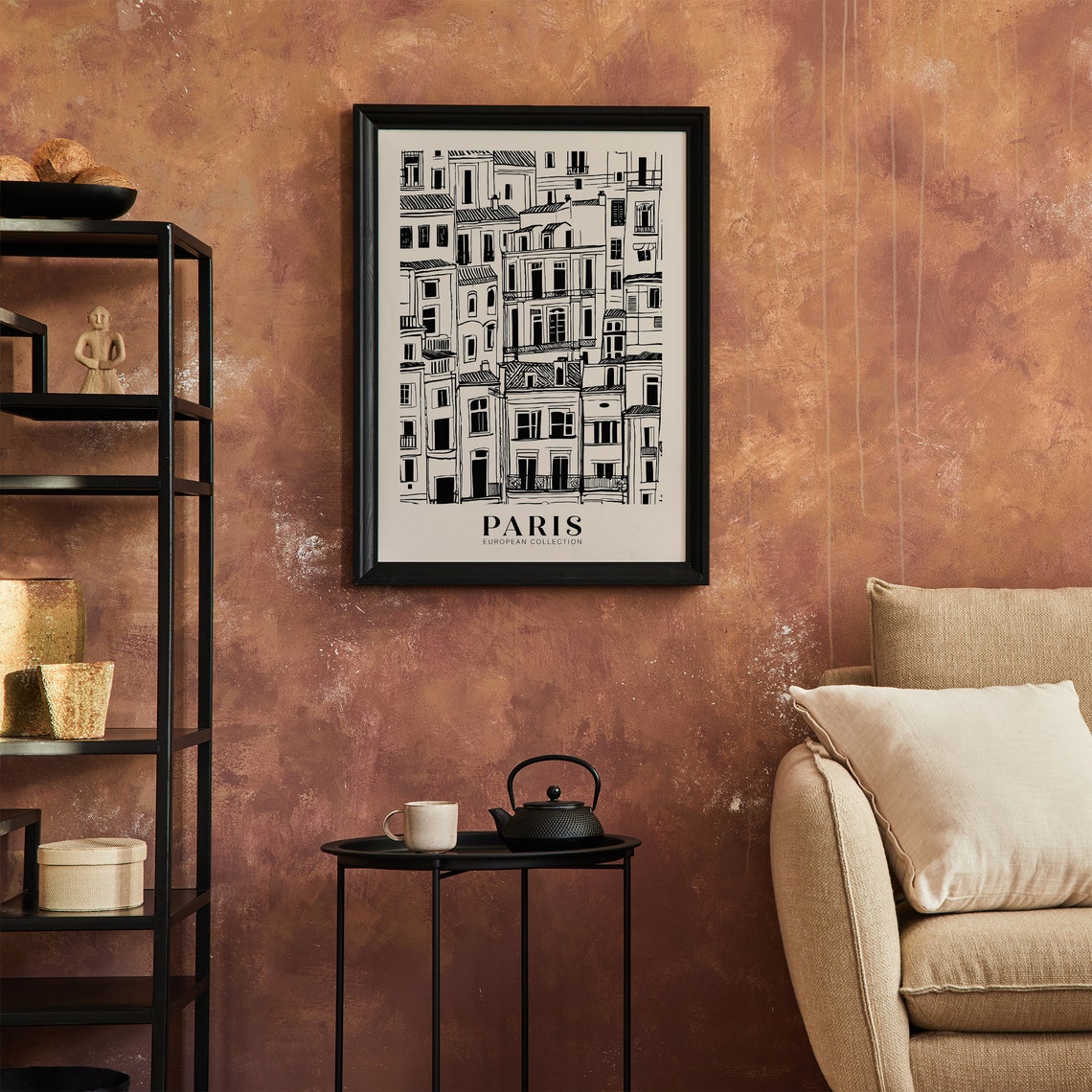 Paris Print Paris Wall Art Travel Poster Black Ink Drawing France Poster Travel Print Paris Art Retro Travel Poster Vintage Poster - Image 2