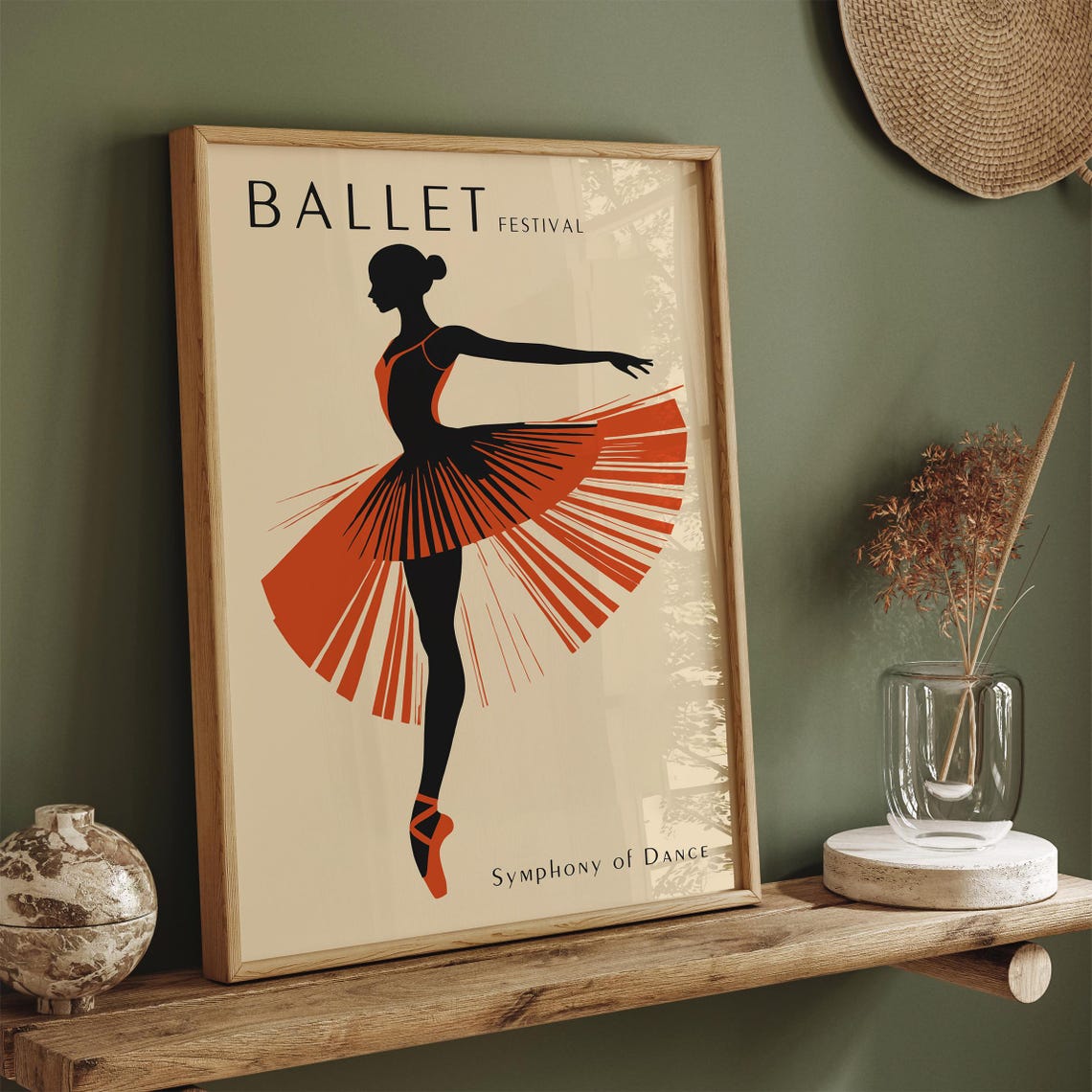 Ballet Festival Red Tutu Dancer Symphony of Dance Art Poster