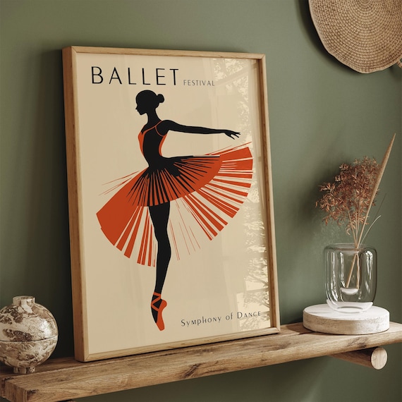 Ballet Festival Red Tutu Dancer Symphony of Dance Art Poster