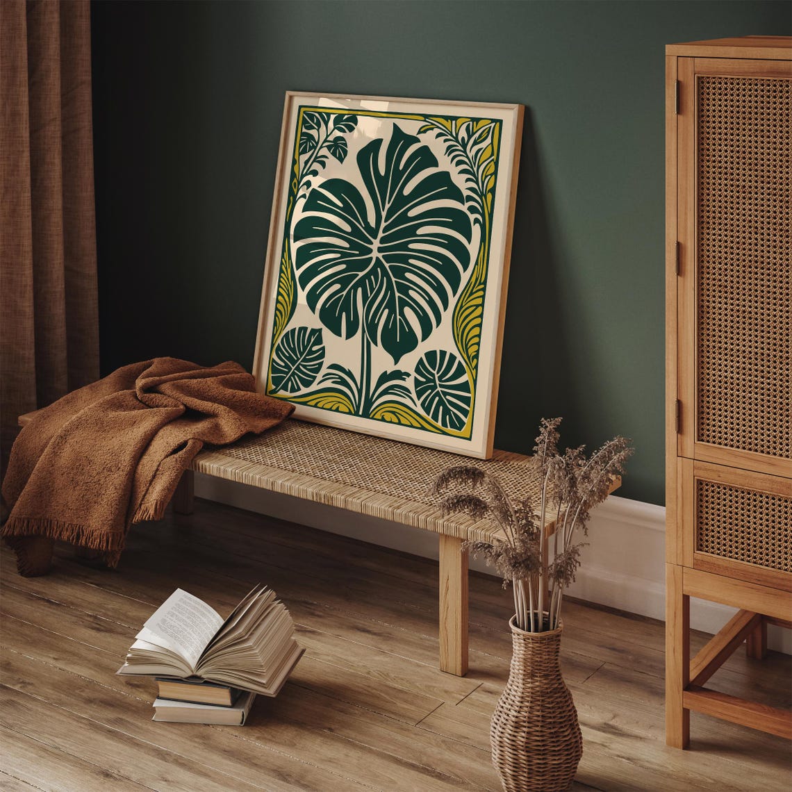 Deep Green Monstera Leaf Boho Tropical Botanical Decor Poster - Image 5