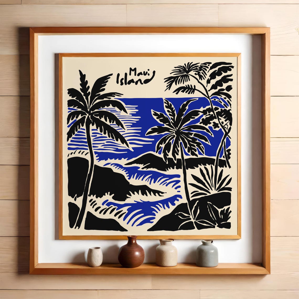 Maui Island Palm Trees And Ocean Waves Square Hawaii Travel Poster - Image 4