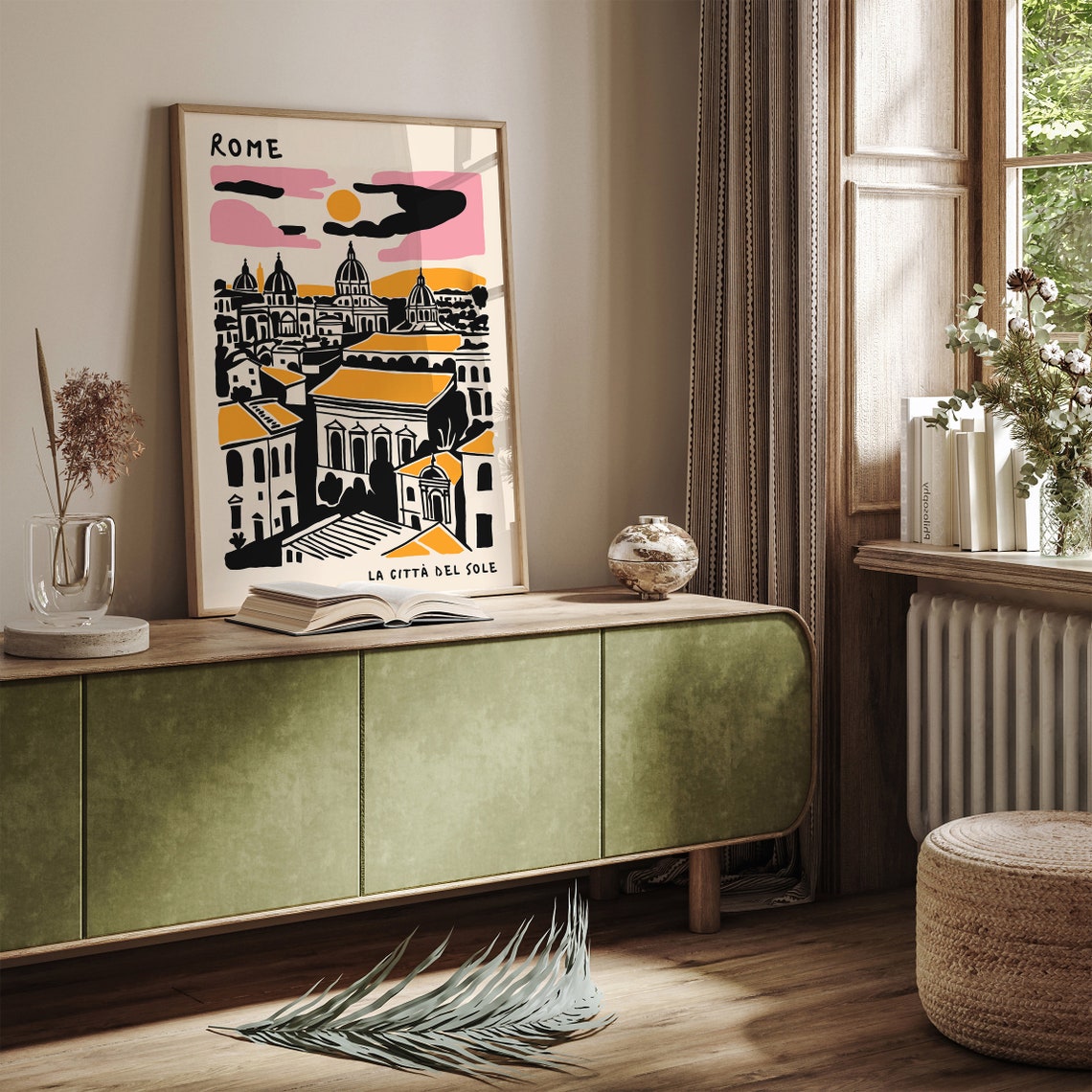 Rome La Città del Sole Domes Cityscape Retro Travel Art Poster - Image 2