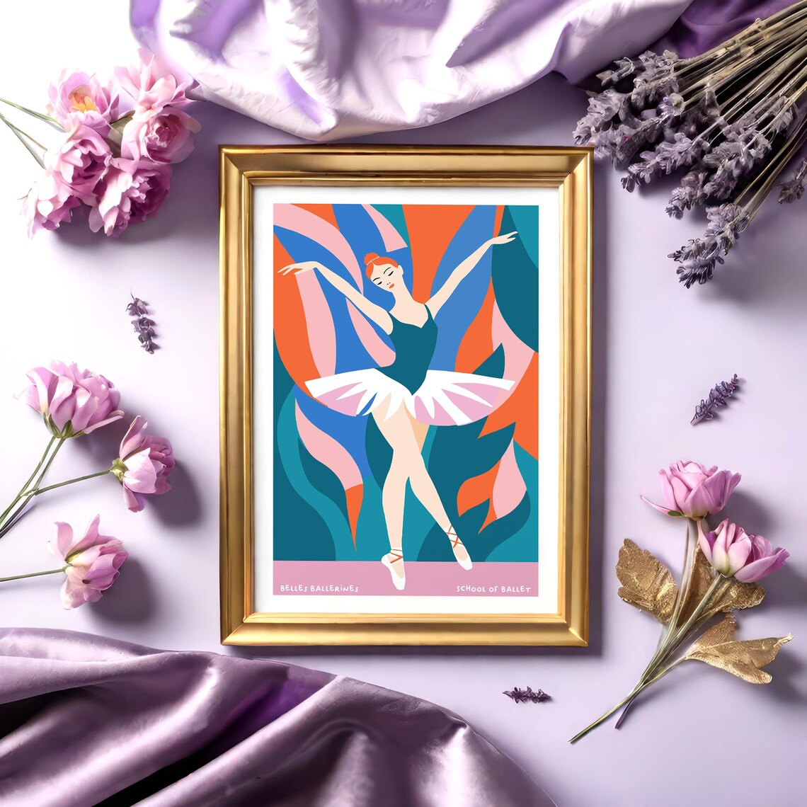 Belles Ballerines School Of Ballet Colorful Floral Dancer Poster - Image 5
